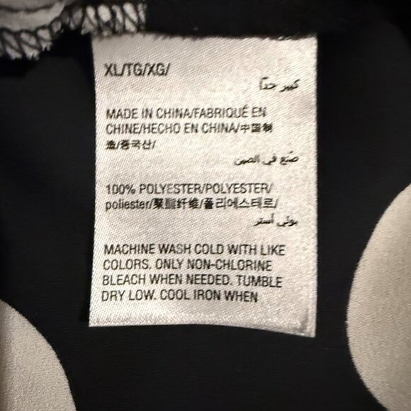 INC  Black and White Polka Dot Long Sleeve Blouson Top, Size XLG - Picture 6 of 7